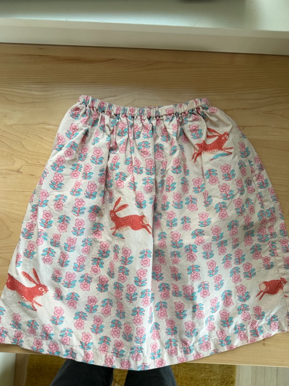 Heather Ross fabric handmade skirt Rabbit Print Elastic Waist average fit 5-7y